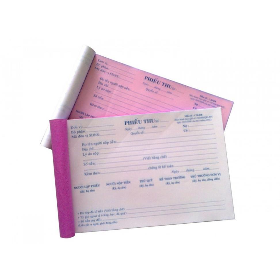Phiếu thu 2 liên cacbon 100 trang A5