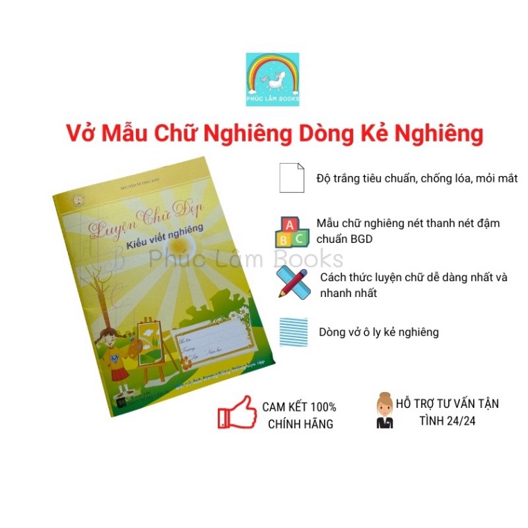 Vở Ô Ly Chữ Nghiêng - Chữ Nghiêng Trên Đường Kẻ Nghiêng - Luyện Chữ Đẹp