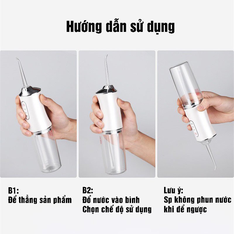 Tăm Nước Oral Irrigator cầm tay C8 - Máy tăm nước vệ sinh răng miệng cực sạch- Sạc USB, 3 mức độ !