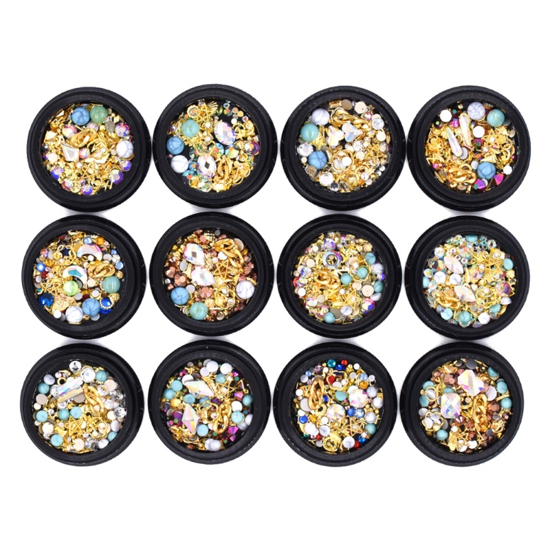 Hộp Phụ Kiện Đinh Tán Trang Trí Móng 3D Trong Suốt Tiện Dụng