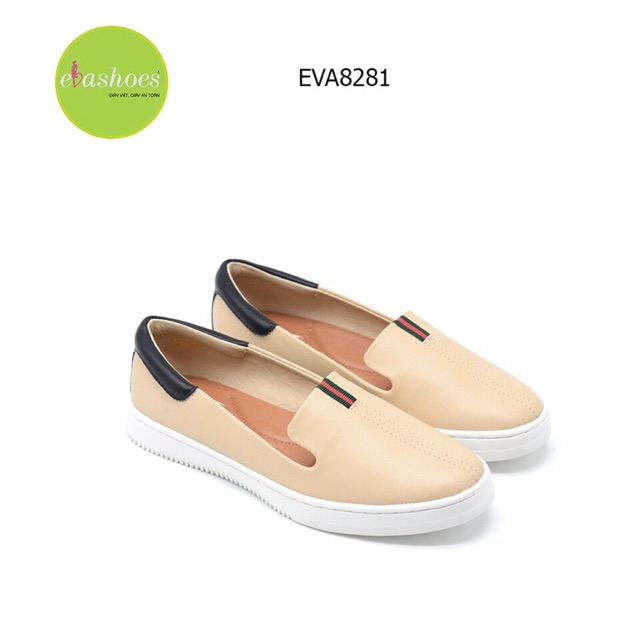 Giày Slip On Đế Bệt Evashoes - EVA8281(Màu Đen, Kem, Trắng)