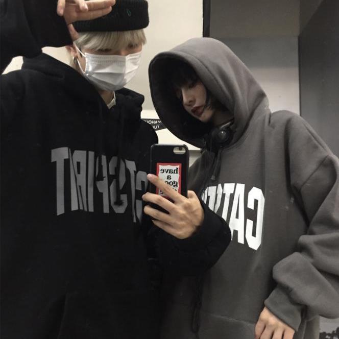 Áo hoodie dáng rộng in chữ phong cách Hàn Quốc thời trang thu đông mới 2021