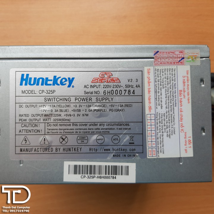 Nguồn công suất thực Huntkey 325W cũ - PSU Huntkey CP-325P công suất thực