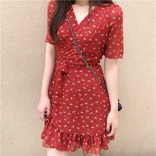 Váy hoa nhí đỏ cam