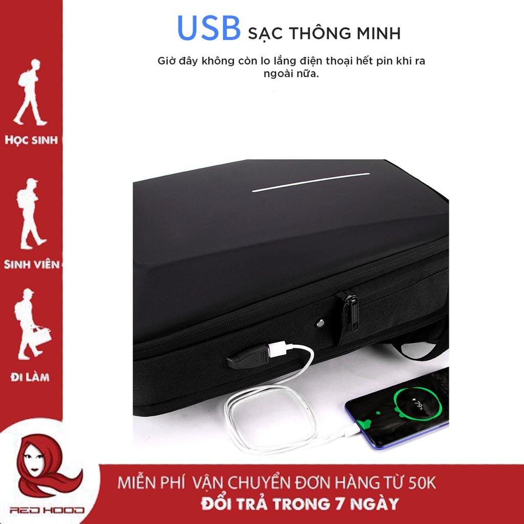 Balo laptop balo nam chống nước cao cấp có cổng sạc REDHOOD