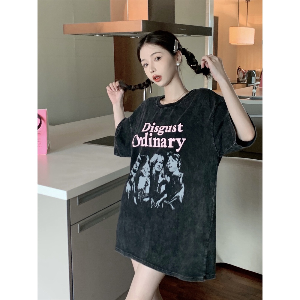 Áo Thun Lửng Tay Ngắn Dáng Rộng Phong Cách Hàn Quốc Thời Trang Cho Nữ