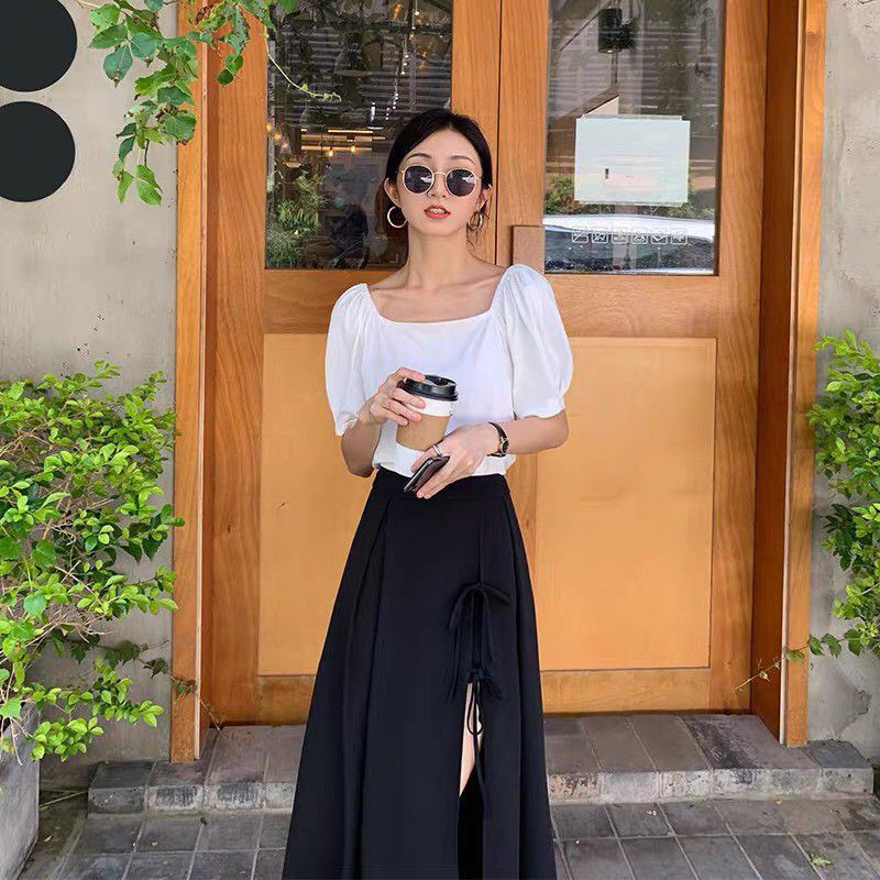 Chân váy ulzzang 💖ẢNH THẬT💖 Chân váy dáng dài xẻ tà, Chân váy xoè dáng dài | BigBuy360 - bigbuy360.vn