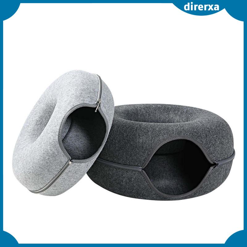 Giường Đường Hầm Cho Mèo Bằng Nỉ Có Dây Kéo Tiết Kiệm Không Gian Ấm Áp