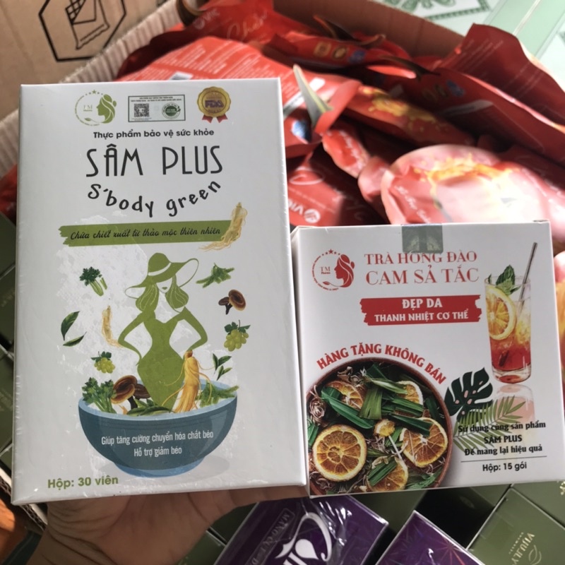 KẸO GIẢM CÂN SÂM PLUS S'body Green, Kẹo Sâm Plus giảm cân Nguyên hộp 30v tặng kèm 15 gói trà( cm kết chính hãng)