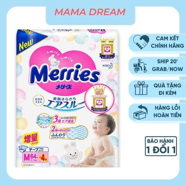 Bỉm Merries Nội Địa Nhật [FREESHIP] Merries Cộng Miếng Chính Hãng Dán/Quần đủ size NB96/S88/M68/M64/L58/L50/XL44/XXL28