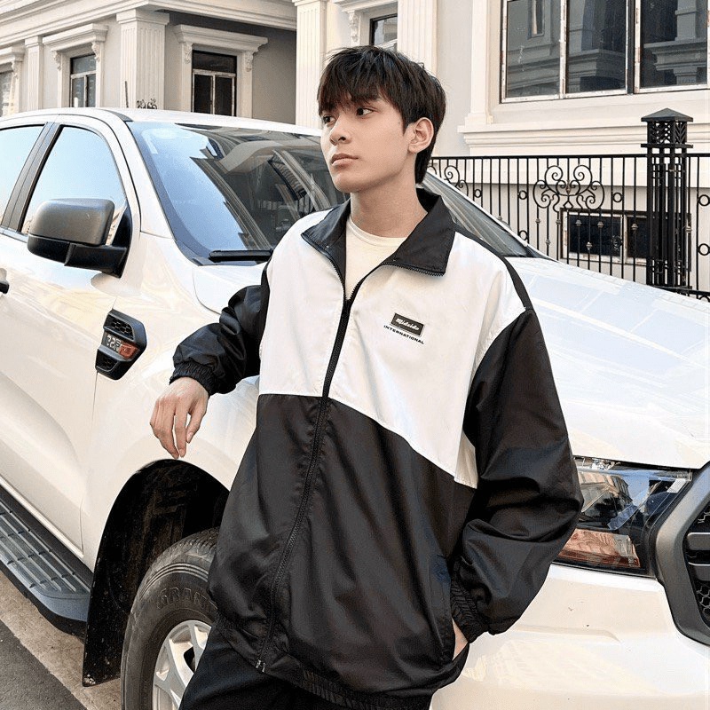 Áo Khoác Dù Nam Dây Khóa Kéo Hai Lớp MIDSIDE Cổ Trụ Form Rộng Mặc Thoải Mái [NEW UNISEX]