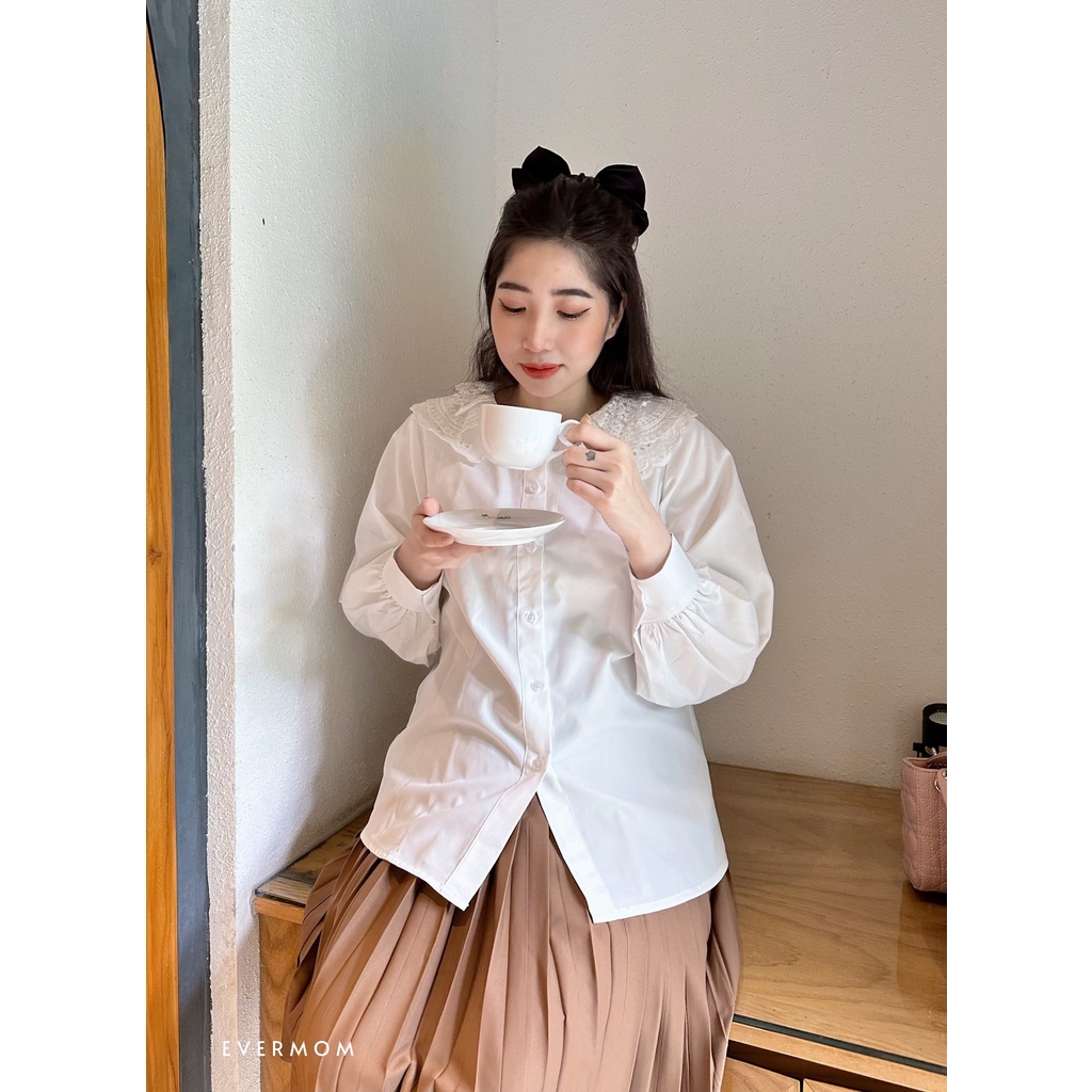 EVERMOM | Áo sơ mi bầu và mặc thường sau sinh cổ ren 2 lớp