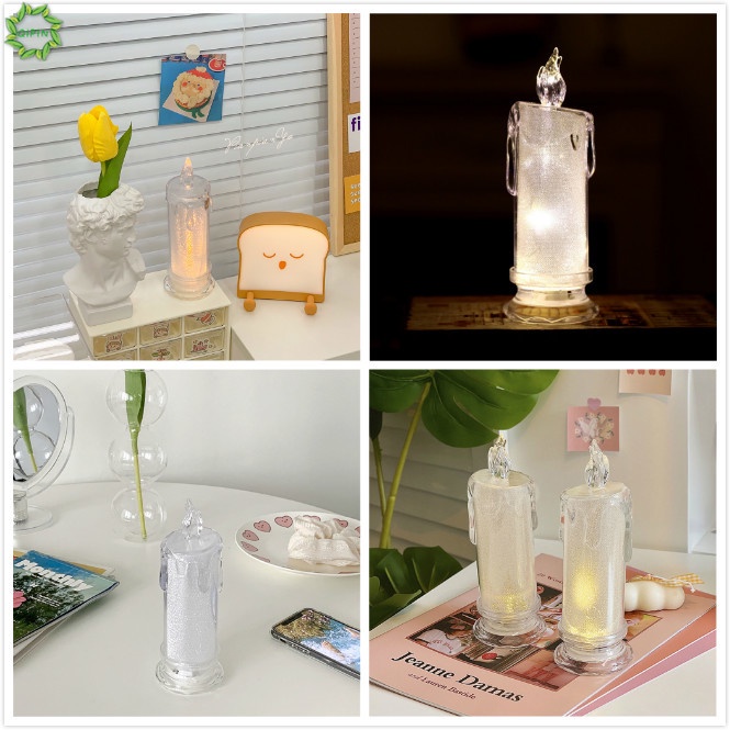 Đèn Led Dạng Nến 18cm Bằng Acrylic Phong Cách Hàn Quốc Dùng Trang Trí Nhà Cửa