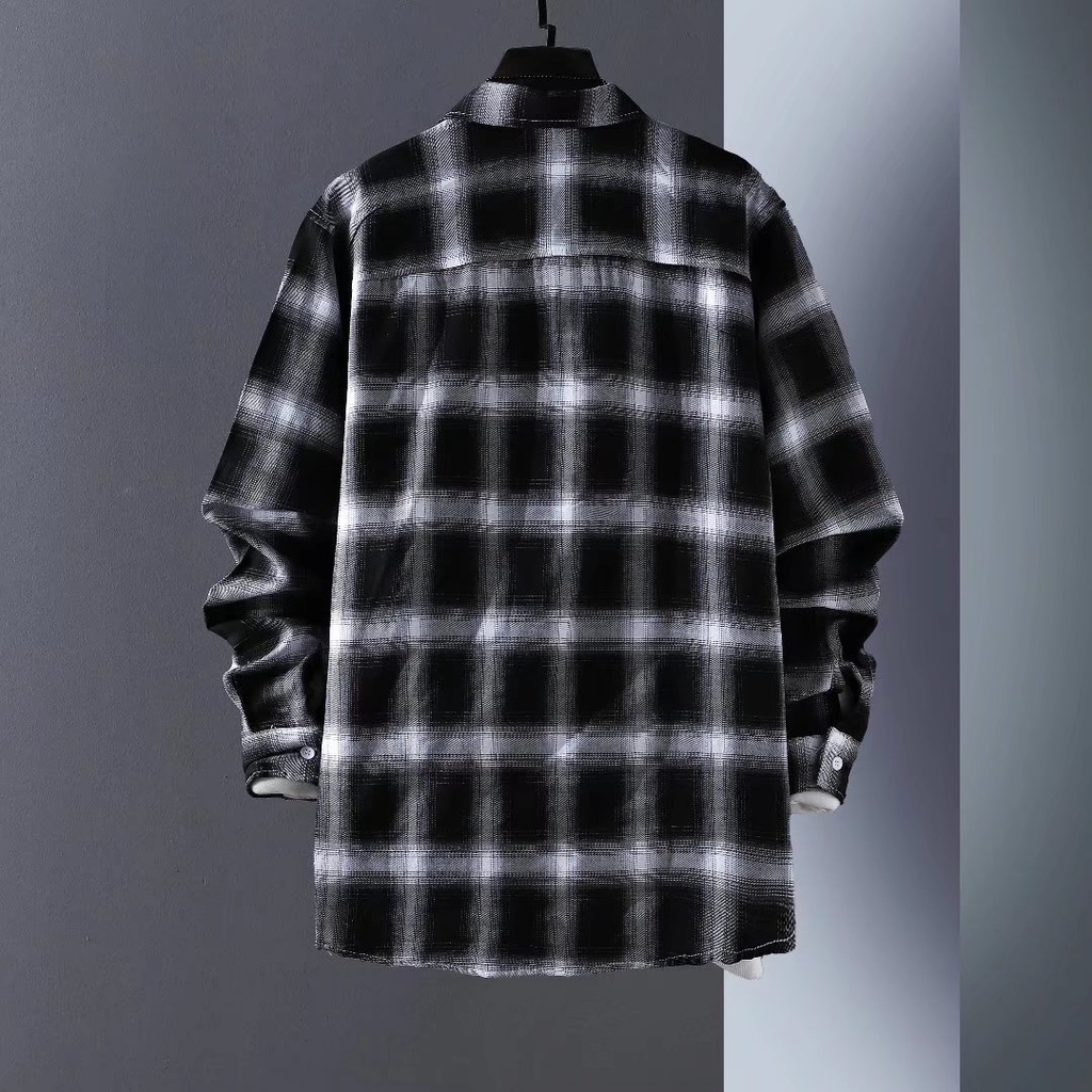 Korean Style Fashion Long Sleeve Checkered Shirt For Men