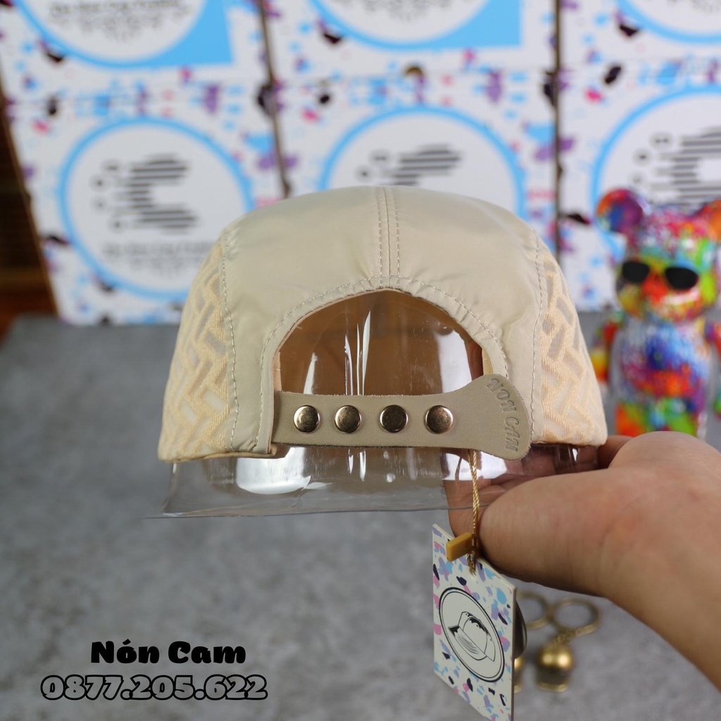 Mũ lưỡi trai nam nữ cao cấp chuẩn phom, Nón Cam phối lưới chữ X màu kem