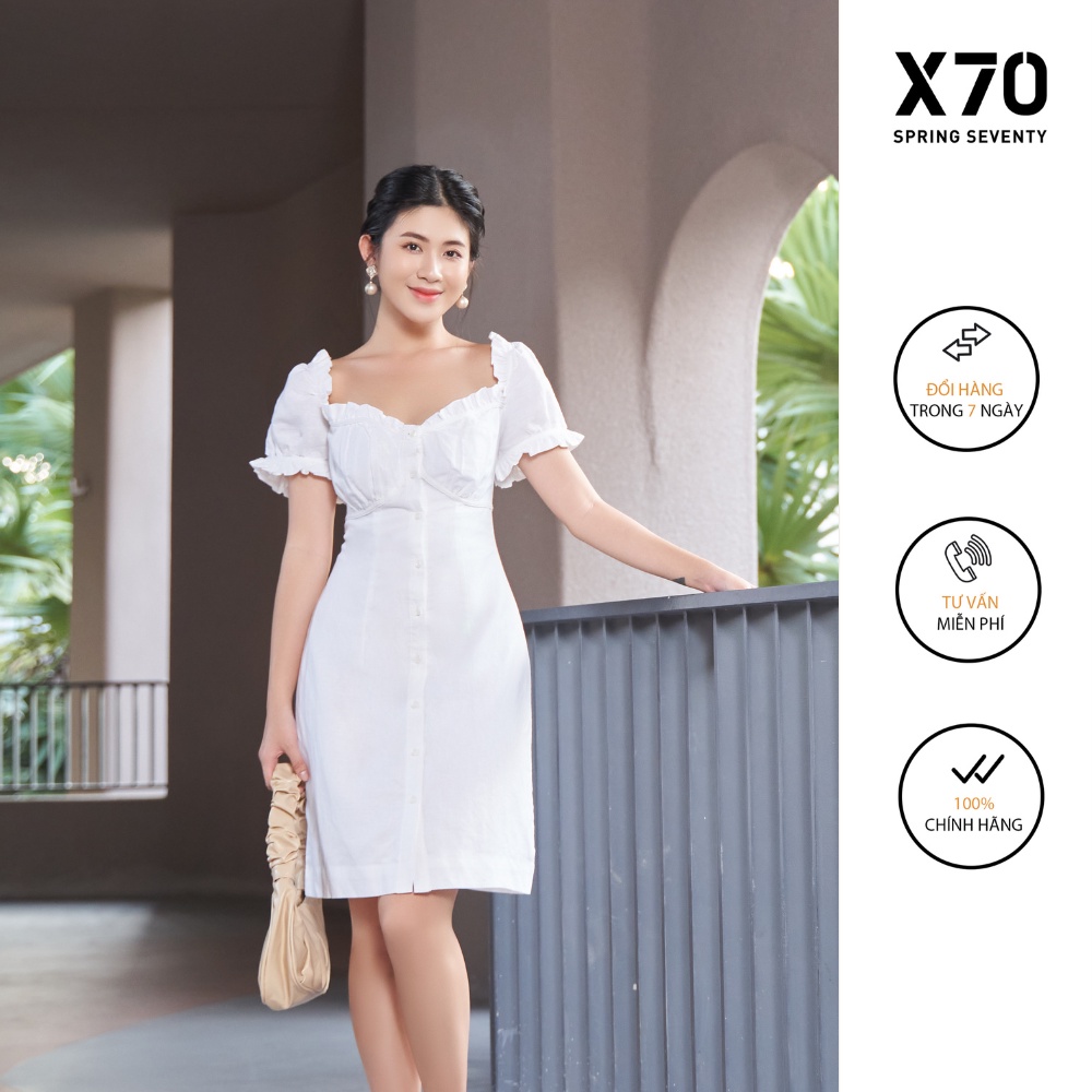 Đầm Nữ Linen Kiểu Dáng Tay Phồng Thiết Kế Họa Tiết Thời Trang X70 - 00880003