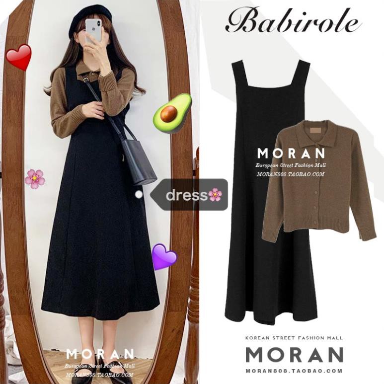 (ORDER) Váy yếm mùa thu dáng dài Vintage MORAN Hàn Quốc Kèm ảnh thật  ྇