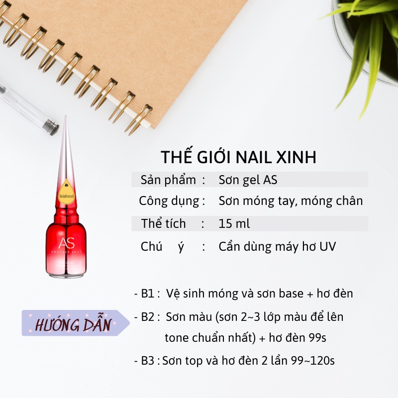 Sơn gel AS móng tay dùng máy hơ tone nâu đất nâu socola mã ACZ 15ml