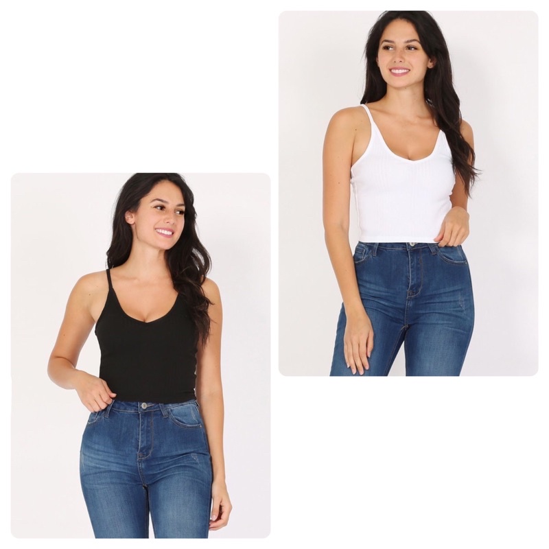 Áo hai dây cotton co giãn dây áo điều chỉnh hàng xuất xịn