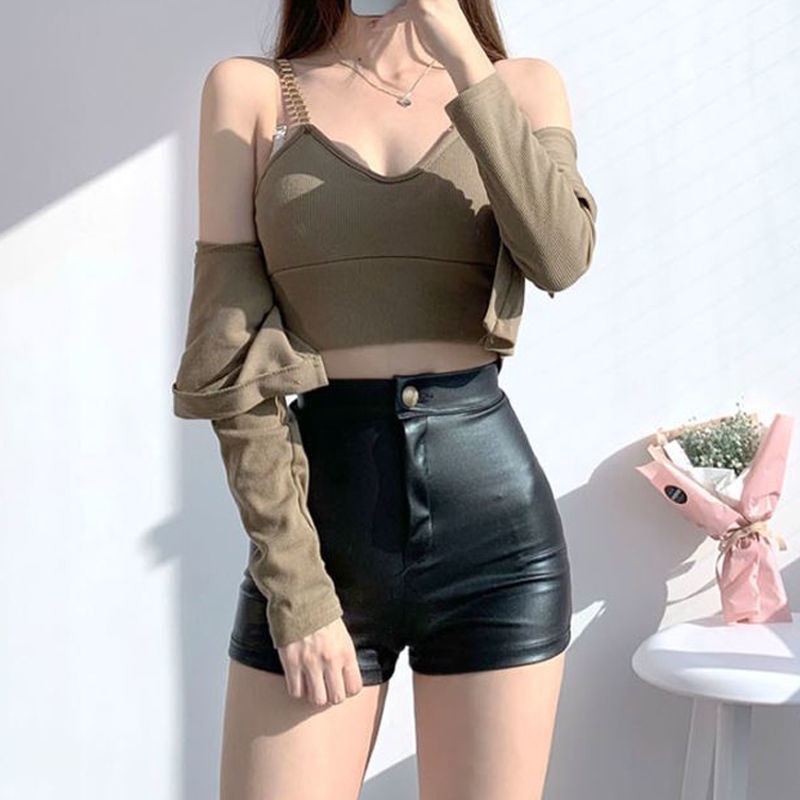 Quần Short Da pu Lưng Cao Dáng Ôm Quyến Rũ Cá Tính Cho Nữ 2022