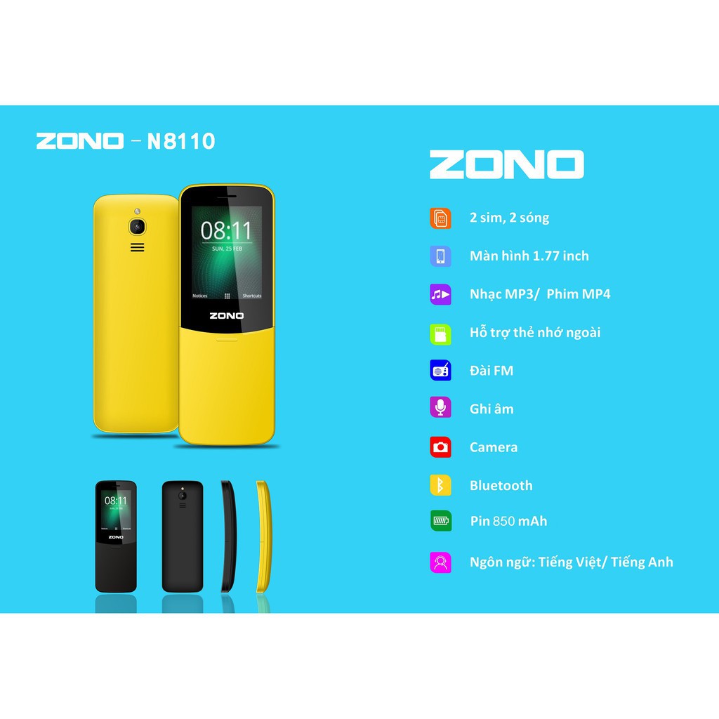 Điện thoại di động ZONO N8110 (2.4inch) 2 Sim - Bảo hành 12 tháng