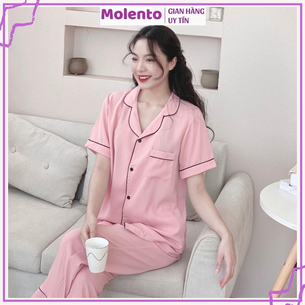 Bộ mặc nhà nữ tay ngắn Molento đồ bộ pijama lụa mango cao cấp loại 1 có túi kiểu dáng đơn giản nhiều màu sắc - M47 | BigBuy360 - bigbuy360.vn