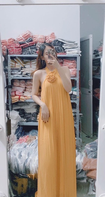 [FREESHIP] Đầm Maxi Lụa Dập Ly Vàng Đỏ Xanh | BigBuy360 - bigbuy360.vn
