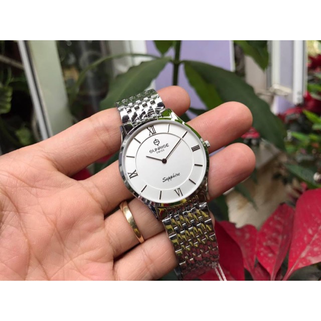 Đồng hồ nam sunrise số la mã- dây inox- kính sapphire