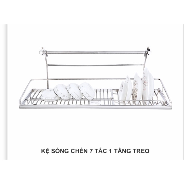 Kệ chén 1 tầng móc treo inox hộp dày vuông cao cấp inox304, bóng đẹp sắc sảo sang trọng đẳng cấp- 10 năm bảo hành