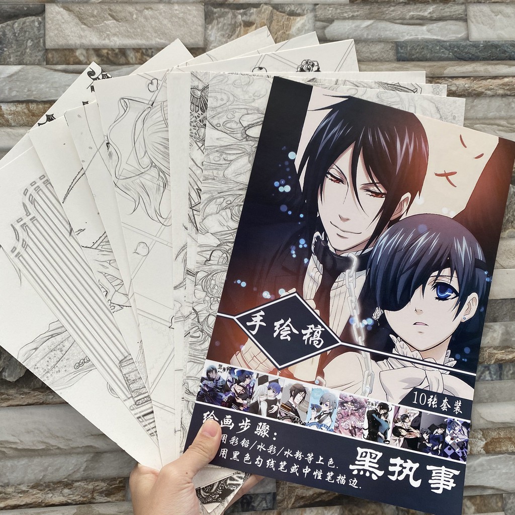 Tranh tô màu Hắc quản gia tập bản thảo phác họa anime manga