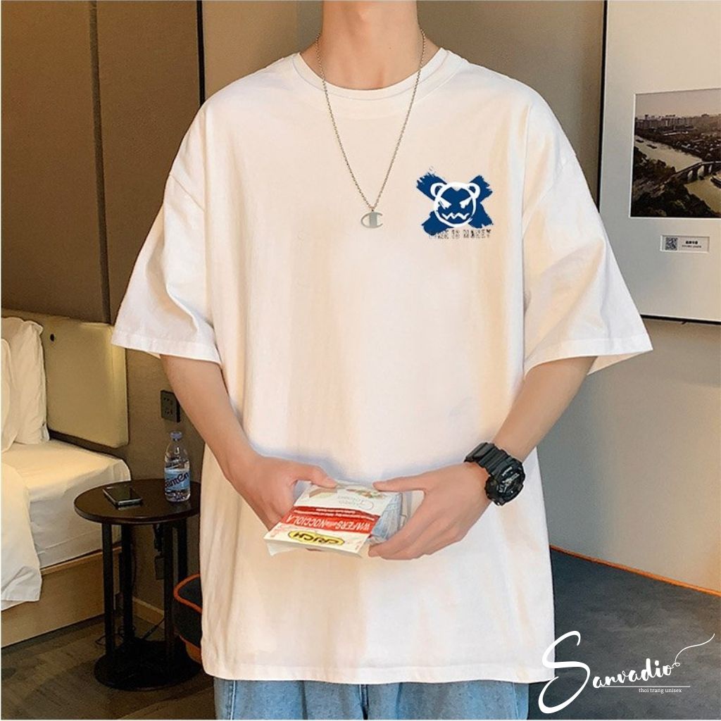 Áo thun nam SANVADIO áo phông nam tay lỡ cổ tròn unisex áo thun from rộng dễ phối đồ phong cách hàn quốc AT287