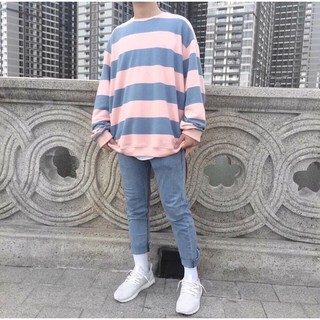 Áo Sweater Sọc Hồng Xanh