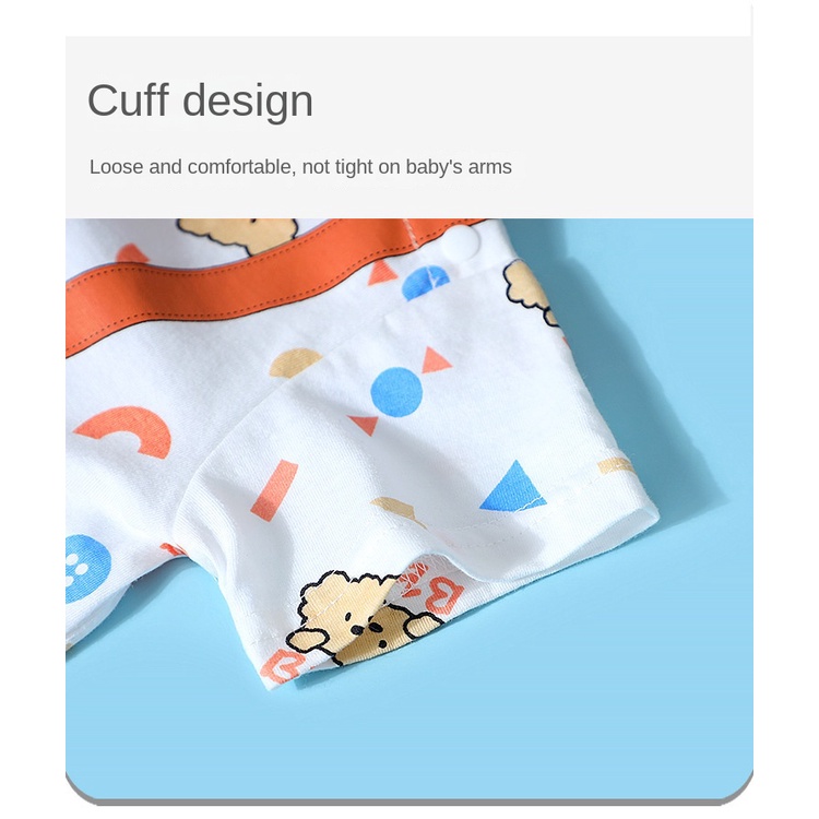 Bộ Áo Liền Quần Tam Giác Bằng Vải Cotton In Họa Tiết Hoạt Hình Dễ Thương Cho Bé Trai Và Gái 0-24 Tháng Tuổi