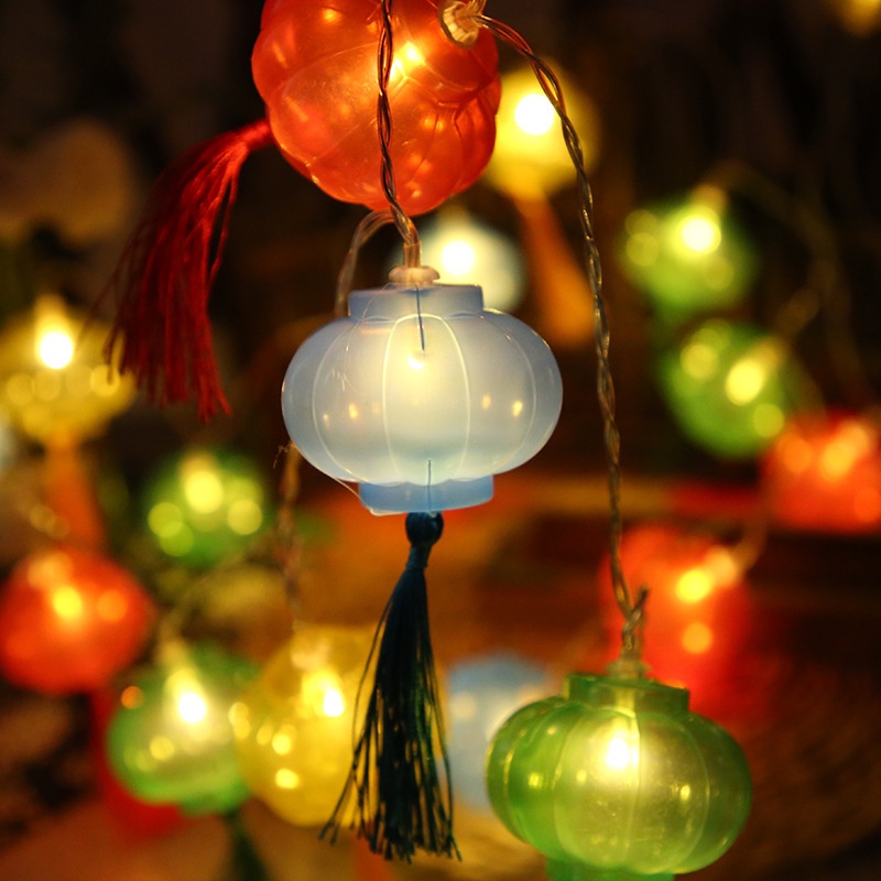 Dây đèn lồng 10 LED dài 2m sử dụng pin dùng trang trí năm mới