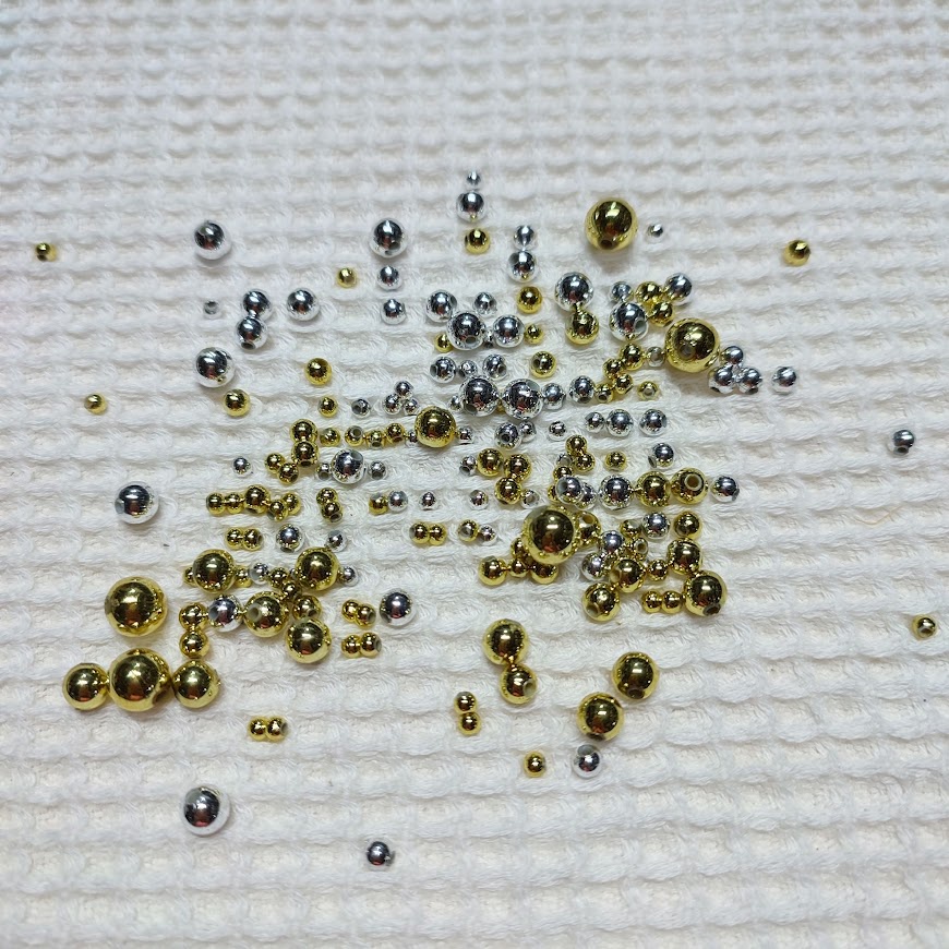 50gr hạt cườm vàng xi, bạc xi (loại đẹp) size 3-4-5-6-8mm
