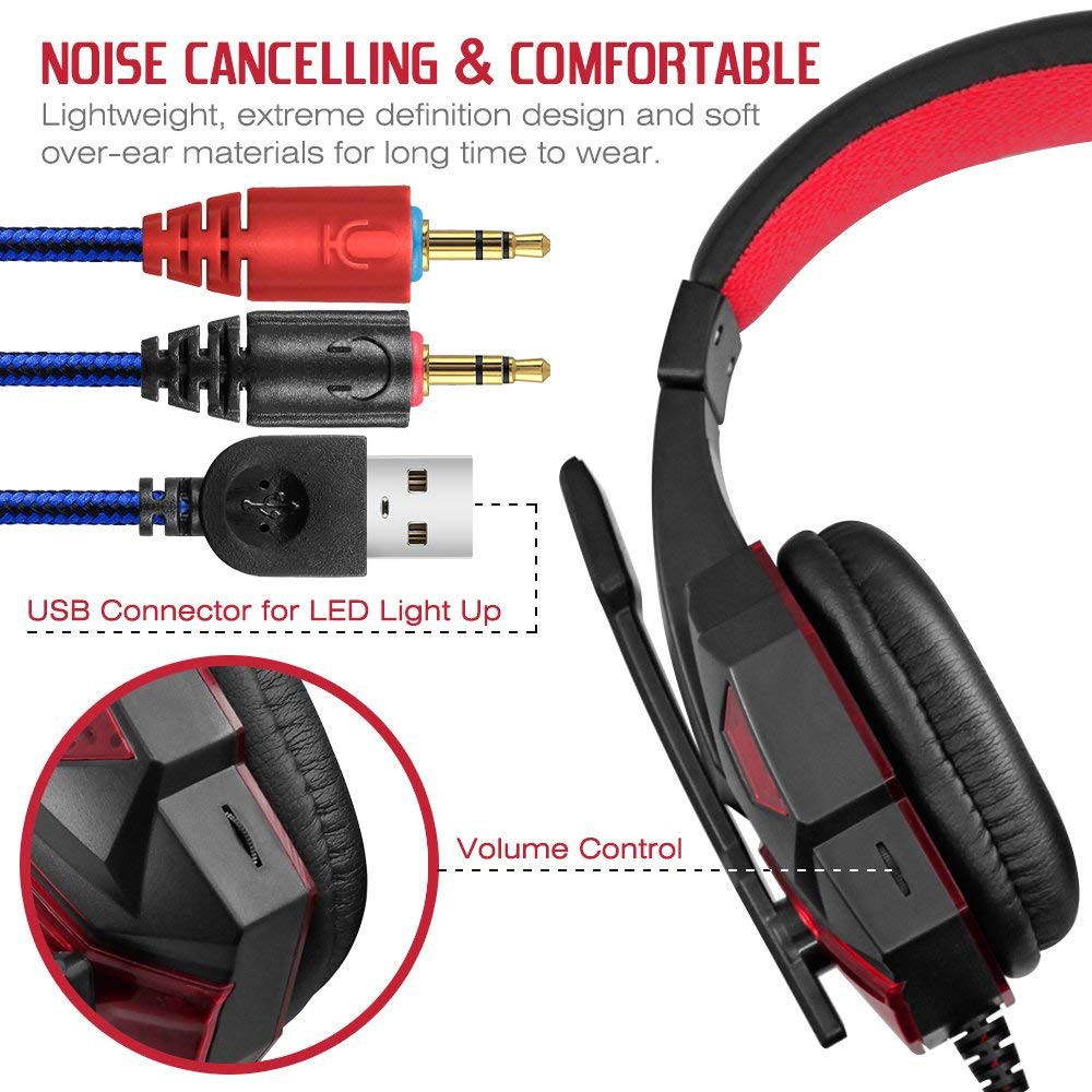 Tai nghe chuyên game thủ Plextone PC780 - đèn LED - Có Mic - Headphone gaming mã pc780