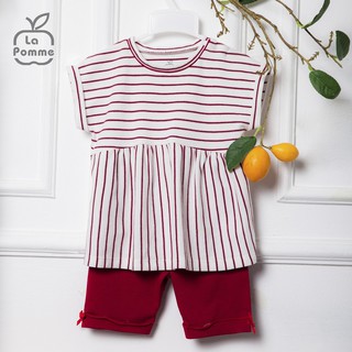 Bộ cộc tay Baby Doll kẻ ngang La Pomme SS089