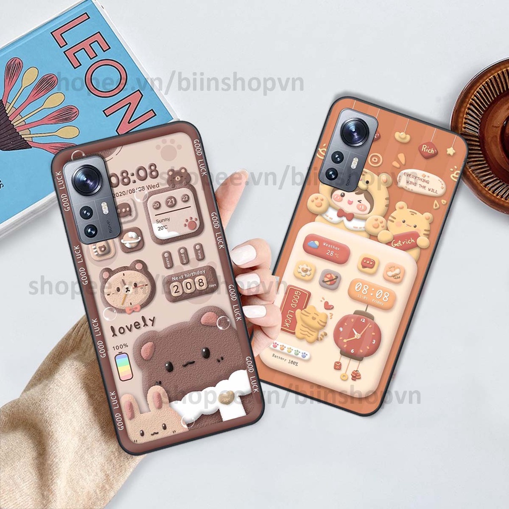 Ốp Xiaomi 12 / Xiaomi 12 Pro in 3D icon gấu nổi siêu xinh, siêu đáng yêu, cá tính phong cách