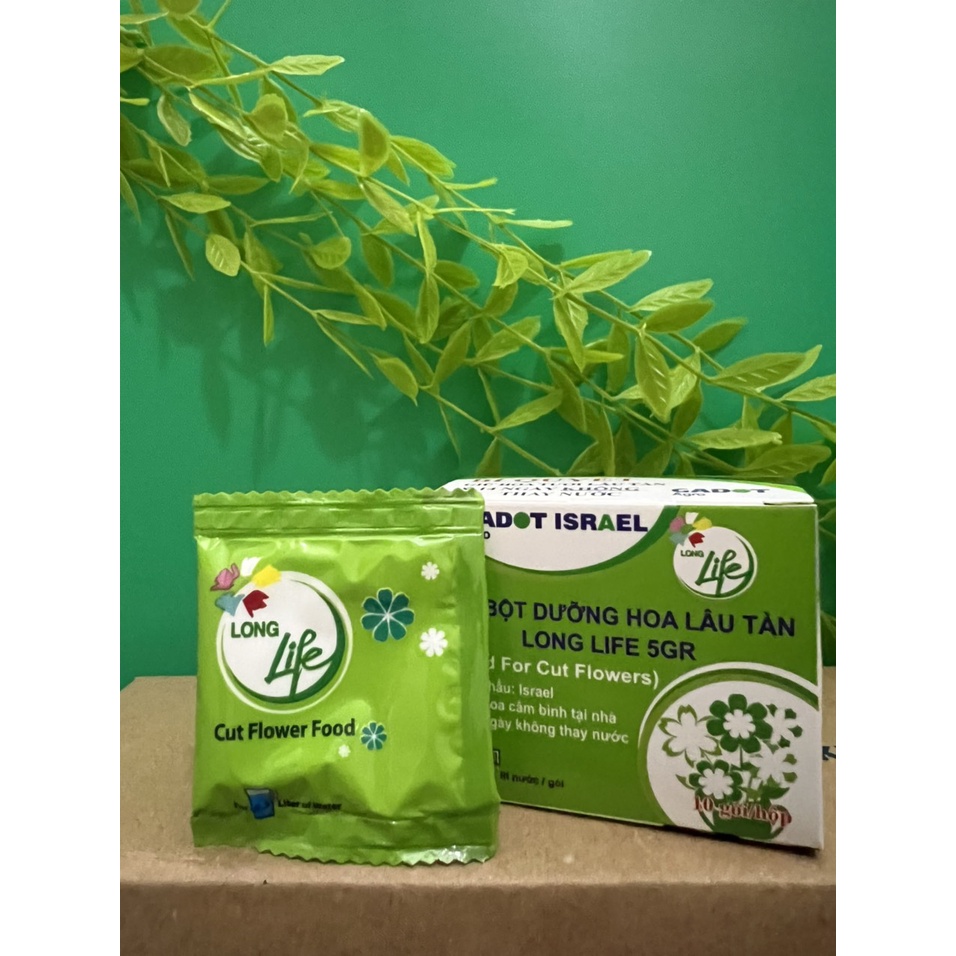 Dưỡng hoa tươi lâu Long Life nhập khẩu Israel giúp hoa lâu tàn, tươi lâu gói 5 gram