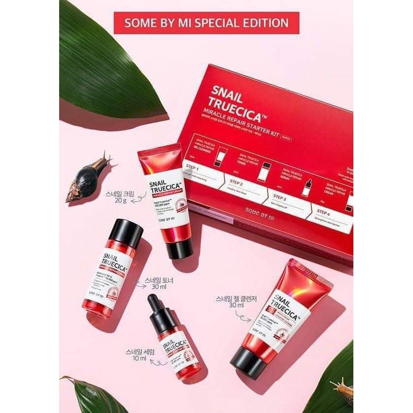 [Set 4 món] Bộ Kit Dưỡng Phục Hồi, Tái Tạo Da Chiết Xuất Ốc Sên Some By mi Snail Truecica Miracle Repair Starter Kit | BigBuy360 - bigbuy360.vn