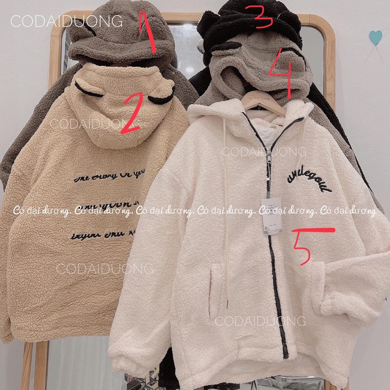 áo khoác lông tai gấu