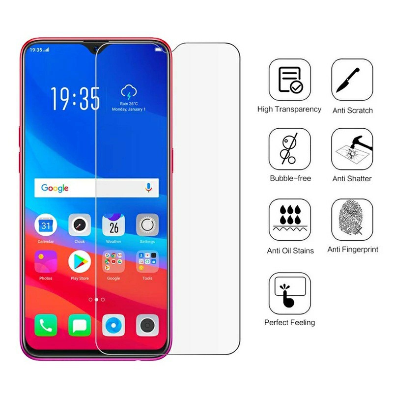 Cường lực Oppo A5s / Oppo A7 / A12  trong suốt loại tốt 9H / 2.5D ( tặng keo mép )