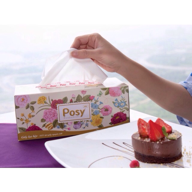 Giấy ăn lụa Posy hộp 180 TờX 2 LỚP