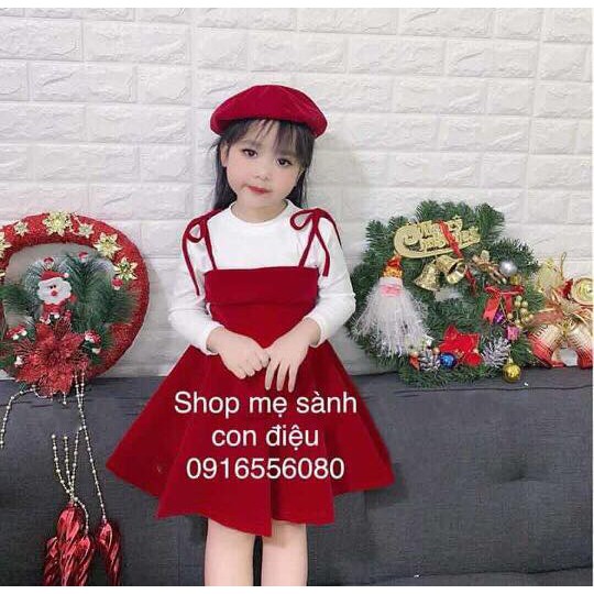 COMBO VÁY NHUNG ĐỎ VÀ VAY DẠ TRẮNG NƠ ĐỎ