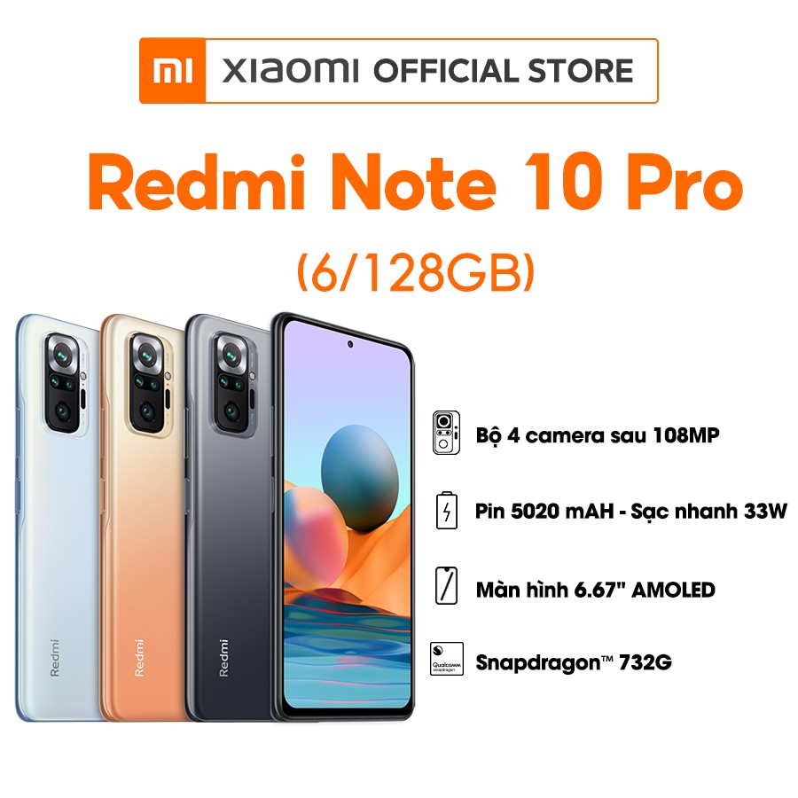 Điện thoại Xiaomi Redmi Note 10 PRO ( 6+128G) | HÀNG CHÍNH HÃNG | Bảo Hành 18 Tháng | WebRaoVat - webraovat.net.vn