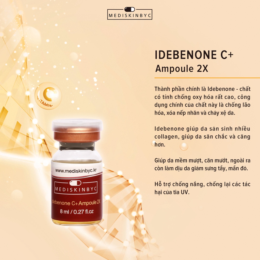 (2 lọ) Huyết thanh giảm nếp nhăn, nâng cơ da Idebenone C+ Ampoule 2X Mediskinbyc 8ml