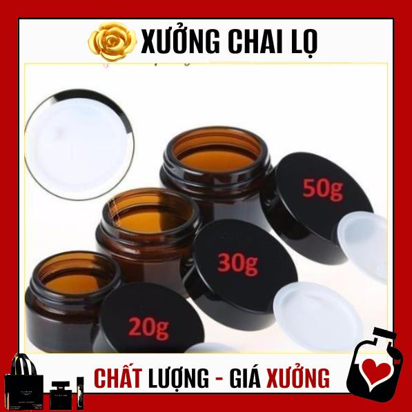 Hủ Đựng Kem ❤ TOP GIÁ RẺ ❤ Hũ đựng kem thủy tinh nâu 30g,50g chiết mỹ phẩm , , phụ kiện du lịch