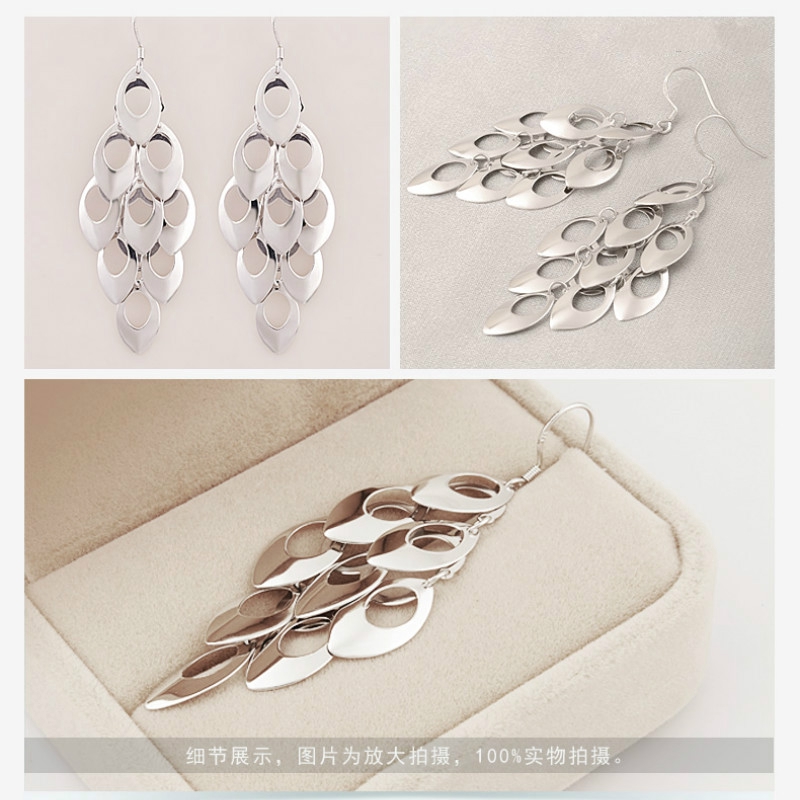 Bohemian Style 925 Silver Plated Peacock Earrings