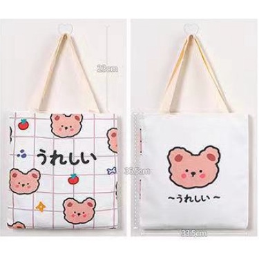 Túi vải canvas in hình hoạt hình dễ thương nhiều màu sắc