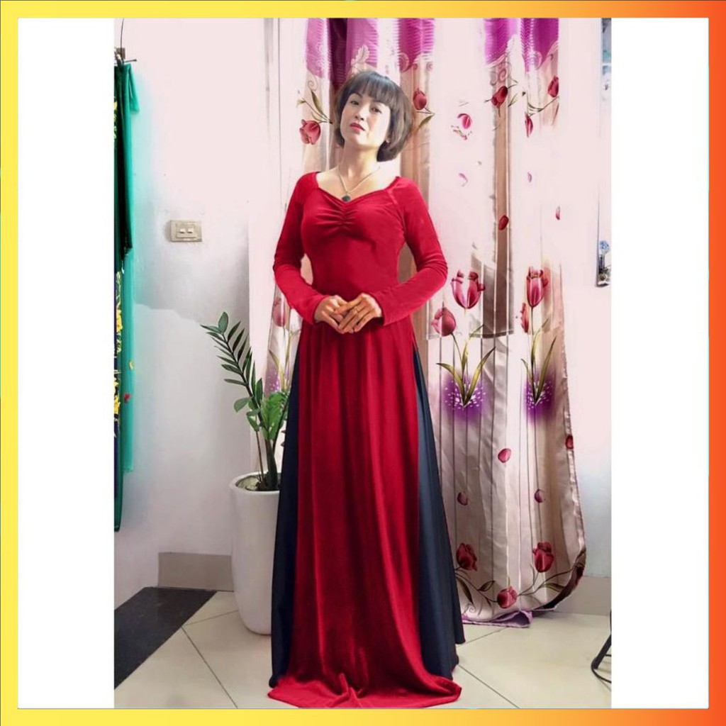 [BẢO HÀNH UY TÍN] VÁY ÁO DÀI NHUNG MÀU ĐỎ KÈM QUẦN. VÁY NHUNG ĐỎ, ÁO DÀI NHUNG MẪU MỚI, ĐẦM NHUNG